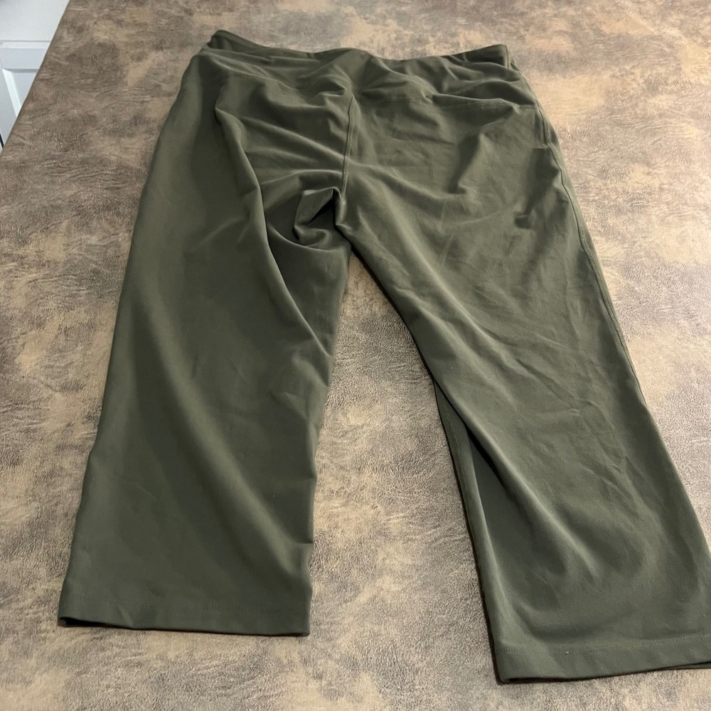 Lands End Crop Pants Womens XL Olive Green Active Leggings‎ Stretch 509416